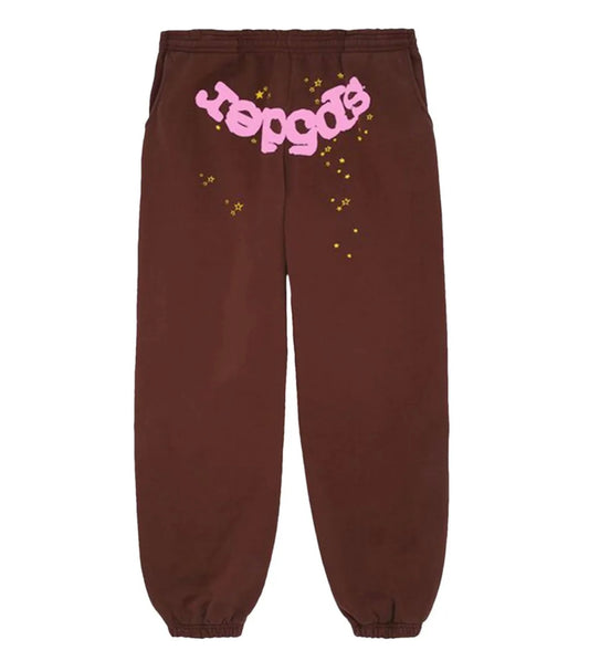 Sp5der Web Logo Sweatpants Brown