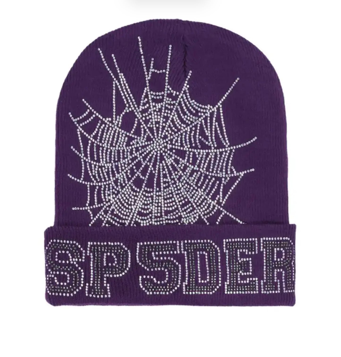 Sp5der Web Rhinestone Beanie Purple
