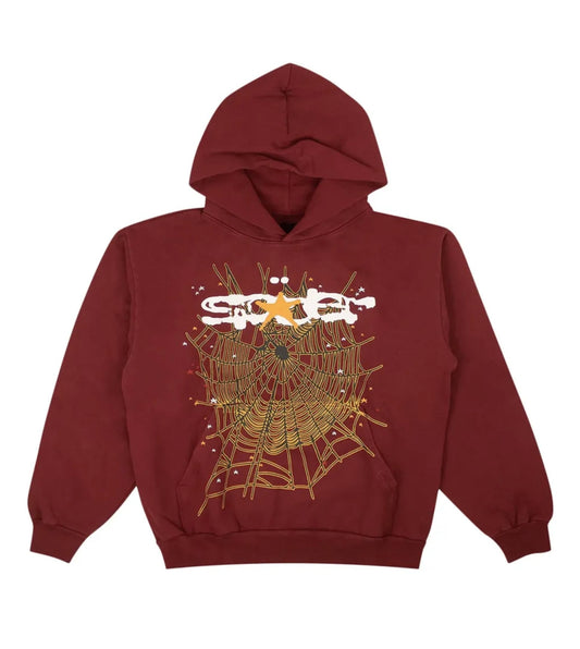 Sp5der Hoodie Logo Maroon