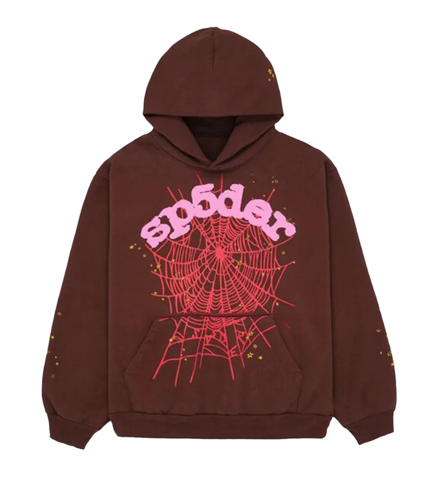 Sp5der Web Logo Hoodie Brown
